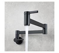 Robinet de cuisine pliable de remplissage de pote Robinet mural de cuisine pliable unique à un seul trou froid noir robinet de robinet tournant en laiton doré(Zwart)