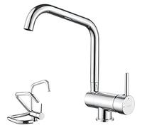 Ibergrif M22106 - Mitigeur Cuisine Rabattable, Robinet Évier Pivotant à 360°, Mitigeur d'évier de Cuisine devant fenêtre, Chrome, Argenté