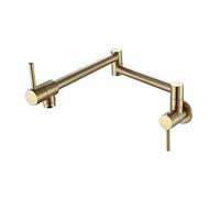 Robinet de cuisine pliable Robinet à un seul trous à un seul trous de poteau de chargeur robinet mural robinet robinet robinet tournant rotation bec pliable en laiton en or chromé(Brushed gold)