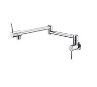 Robinet de cuisine pliable Robinet à un seul trous à un seul trous de poteau de chargeur robinet mural robinet robinet robinet tournant rotation bec pliable en laiton en or chromé(A)