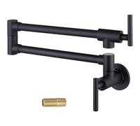 Robinet De Cuisine Pliable Robinet de cuisine mural noir à bras pivotant et extensible, bec verseur double articulation, robinet d'évier monotrou deux poignées(Black)