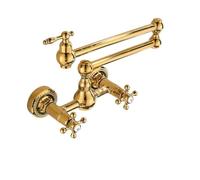 Robinet De Cuisine Pliable Robinet mural antique à double articulation, bec pliable et extensible, bras pivotant, robinet de cuisine trou unique, deux poignées for évier(Color 2)