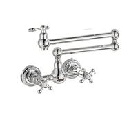 Robinet De Cuisine Pliable Robinet mural antique à double articulation, bec pliable et extensible, bras pivotant, robinet de cuisine trou unique, deux poignées for évier(Color 1)