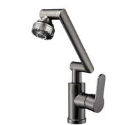 Robinet De Cuisine Pliable Robinet rotatif universel à double mode, bras mécanique for lavabo, cuisine, salle de bain, eau chaude et froide, ménager(Grey)