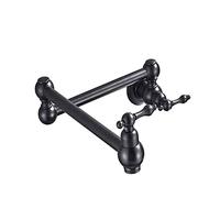 Robinet de cuisine, Pot Filler Double Joint Bec Pliant Extensible Bras Oscillant Mur En Laiton Robinet De Cuisine Monotrou Deux Poignées Cuisine Évier Robinet,Résistance à l'abrasion(Black Bronze B)