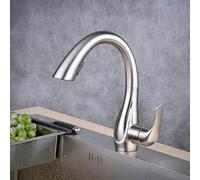 Robinet de cuisine professionnel en nickel brossé avec bec pivotant à 360 °, poignée unique, pulvérisateur double fonction, nickel brossé,Beelee BLSS1749N