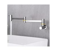 Robinet de cuisine rabattable Robinet de cuisine mural en laiton avec bec pivotant à 360° et robinet d'eau froide simple(Silver 1)