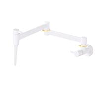 Robinet de cuisine rabattable Robinet de cuisine mural en laiton avec bec pivotant à 360° et robinet d'eau froide simple(White 1)