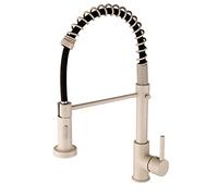 Robinet de cuisine rétractable à poignée unique avec pulvérisateur à 2 fonctions en laiton massif Robinet d'eau chaude et froide à un trou Beige