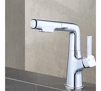 Robinet de cuisine rétractable en laiton chaud et froid multifonctionnel gris (Gris) mitigeur d'évier télescopique facile à nettoyer Tête de pulvérisation design moderne durable et élégant Mise à