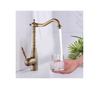 Robinet de cuisine rétro en laiton antique - Robinet de lavabo nostalgique haut 23 cm avec pivotant à 360° - Robinet en bronze vintage pour salle de bain - Mitigeur monocommande 0,5-0,7 Mpa - Avec