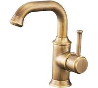 Robinet de cuisine rétro évier tout en cuivre mélangeur d'eau chaude, lavabo Table couleur laiton poignée unique Type gratte-ciel avec aérateur