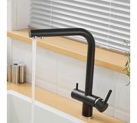 Robinet de Cuisine Robinet à 3 Voies pivotant à Double poignée Robinet d'évier en Laiton pour Eau Froide Finition Grise élégante Luminaire de Cuisine pour Une fonctionnalité et Une élégance