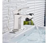 Robinet de Cuisine, Robinet de lavabo Cascade de Couleur Blanc Noir, mitigeur d'eau Chaude et Froide à poignée Unique, Robinet de lavabo de Salle de Bain, Noir (Couleur : Noir) (Chrome)