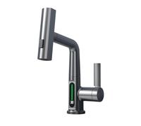 Robinet de cuisine, robinet d'évier rétractable intelligent tout en cuivre, robinet de salle de bain numérique à changement de température de l'eau pour ménage, trois modes de bec (couleur : C, taille