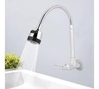 Robinet de Cuisine, Robinet Mélangeur D'évier Rotatif à 360 ° G1/2 Pouce Robinet Mural Pour Ménage en Acier Inoxydable, Tête de Pulvérisation Rétractable