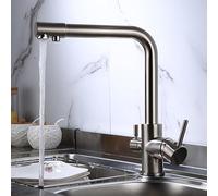 Robinet de cuisine rotatif à 360 ° 3 voies en laiton brossé mitigeur à osmose à double sortie, parfait pour les systèmes de filtration de l'eau, design moderne pour la maison et la cuisine.