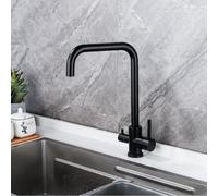 Robinet de cuisine rotatif à 360 ° 3 voies noir avec double levier double sortie Grifo de Ósmosis para Cocina & Élégant Fregadero Grifo