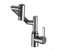 Robinet de cuisine rotatif à 360° en acier inoxydable avec affichage numérique de la température en Celsius sans piles, 3 fonctions de jet d'eau, installation incluse (A)