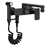 Robinet de cuisine rotatif avec eau froide et chaude en laiton noir à double trou pour évier de cuisine Monte de Pared Cocina Graneta