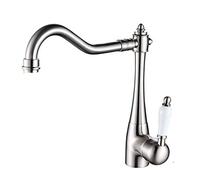 Robinet de cuisine rustique - Robinet mitigeur nostalgique en laiton avec bec réglable à 360°, robinet d'évier avec finition brossée, parfait pour les cuisines de style rustique
