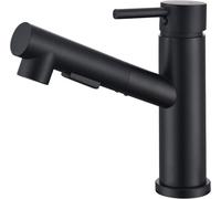 ROBINET DE CUISINE / SALLE DE BAIN HOMELODY Surface brossée Robinet de cuisine extensible avec douche Deux types de jets d'eau Robinet mélangeur à levier unique pour évier de cuisine