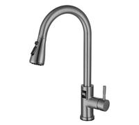 Robinet de cuisine sans contact à capteur avec pulvérisateur extractible, 2 modes, robinets d'évier de cuisine, mélangeur avec bec extractible à col de cygne(Gray)