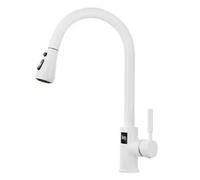 Robinet de cuisine sans contact à capteur avec pulvérisateur extractible, 2 modes, robinets d'évier de cuisine, mélangeur avec bec extractible à col de cygne(White)