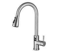 Robinet de cuisine sans contact à capteur avec pulvérisateur extractible, 2 modes, robinets d'évier de cuisine, mélangeur avec bec extractible à col de cygne(Brushed)