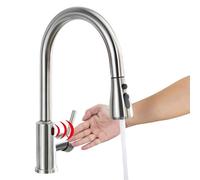 Robinet de Cuisine Sans Contact avec Douchette Extractible, YUANNY Robinet d'évier avec Capteur Infrarouge,Économie d'Eau,Mitigeur de Cuisine Automatique Intelligent 3 modes，Rotatif à 360°