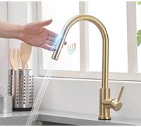 Robinet de cuisine sans contact avec pulvérisateur extractible - Robinet mitigeur à poignée unique en acier inoxydable à arc élevé, activé par capteur pour une utilisation facile et un style moderne