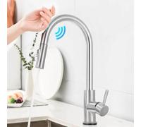 Robinet de cuisine sans contact, pulvérisateur extractible, mitigeur d'évier en acier inoxydable à poignée unique à arc élevé, robinet activé par capteur