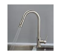 Robinet de cuisine sans contact, robinet d'évier en acier inoxydable avec pulvérisateur à tirette, capteur mouvement intelligent arc élevé une poignée 2 fonctions, monté sur le pont, noir(Brushed)