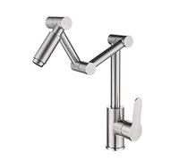 Robinet de cuisine sans plomb - Acier inoxydable 304 eau chaude et froide, rotation à 360°, double pliage, design contemporain, finition brossée, aérateur efficace pour cuisines modernes