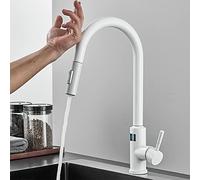 Robinet de Cuisine Smart Touched Sort, Capteur de la température numérique Tap de Cuisine, Rotation à 360 degrés avec pulvérisateur de Cuisine à 2 Fonctions (Couleur: Nero)