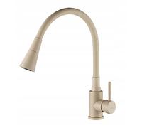 Robinet de cuisine sur pied à levier unique avec bec flexible, beige