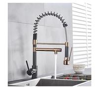 Robinet de Cuisine Tire-strepuleur Bulle à Double buse à poignée monomolleuse Chaude à Eau Froide Robinet Robinet pour évier 360 Robinet de Cuisine pivotante (orbe Rose en Or)