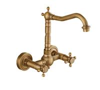 Robinet de cuisine traditionnel, mitigeur de salle de bain vintage, mitigeur de lavabo de salle de bain mural, mitigeur de lavabo en laiton antique, robinets de salle de bain muraux en laiton, robinet