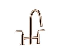 Robinet de cuisine trois trous Dornbracht 19870809-42 à bec rétractable avec fonction douchette, saillie 240 mm, bronze brossé