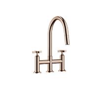 Robinet de cuisine trois trous Dornbracht 19875809-42 à bec rétractable avec fonction douchette, saillie 240 mm, bronze brossé