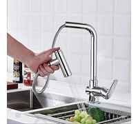 Robinet de cuisine universel chromé avec douchette extractible, poignée unique, design rotatif chaud et froid, finition cuivre, idéal pour tous les éviers de cuisine