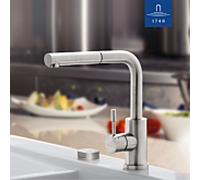 Villeroy & Boch Mitigeur de cuisine Steel Shower 969701LC – extractible, inox, 11 l/min