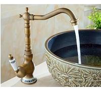 Robinet de cuisine vintage doré pivotant à 360 ° Robinet d'évier en cuivre Mélangeur d'eau chaude et froide Style commercial Design antique pour la maison et la cuisine