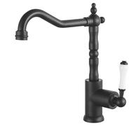 Robinet de cuisine vintage pivotant à 360° en laiton robinet mitigeur eau chaude et froide robinet d'évier rétro finition noire et élégant luminaire de plomberie de cuisine