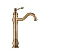 Robinet de cuisine vintage rétro en laiton antique à montage sur le pont pour eau chaude et froide Robinet d'évier à bec haut court pour salle de bain et cuisine