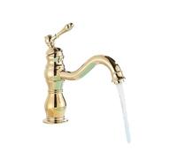 Robinet de cuisine vintage rétro en laiton antique monté sur le pont mélangeur d'évier de salle de bain eau chaude froide robinet mélangeur court pour la maison moderne (finition dorée)