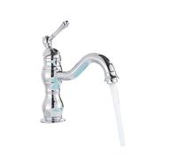 Robinet de cuisine vintage rétro en laiton antique monté sur le pont Robinet d'évier de salle de bain mélangeur chaud et froid Style haut court Finition chromée Robinet de lavabo d'eau classique