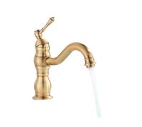 Robinet de cuisine vintage rétro en laiton antique monté sur pont mitigeur chaud froid pour évier, colonne d'eau courte, robinet de lavabo de salle de bain