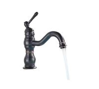 Robinet de cuisine vintage rétro en laiton antique pour évier de salle de bain, eau chaude et froide, style haut et court, finition bronze huilé