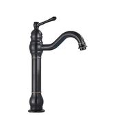 Robinet de cuisine vintage rétro en laiton huilé bronze huilé monté sur le pont mélangeur chaud et froid design haut et court pour évier de salle de bain et lavabo